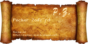 Pecker Zoárd névjegykártya
